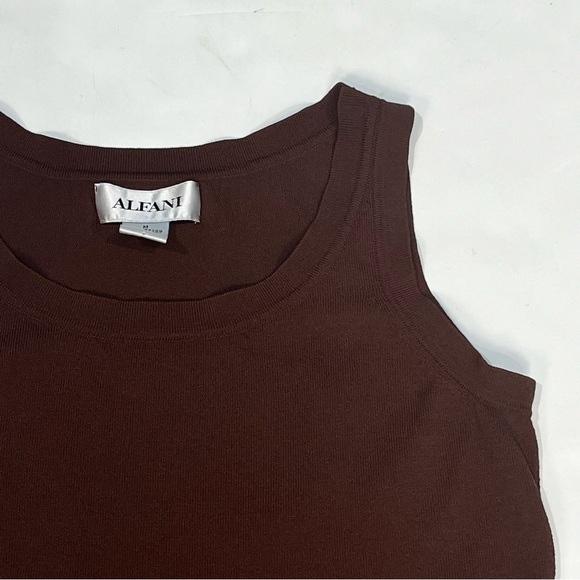 Vintage Alfani Rayon And Nylon Brown Tank Top Shirt Size Women Size Medium - Picture 3 of 11